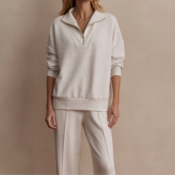 Varley Tops - VARLEY Hawley Half-Zip Sweat Shirt, Ivory Marl xxs